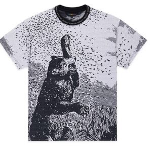 Teddy Fresh Black And Gray Jacquard Graphic Grizzly Bear Shirt
